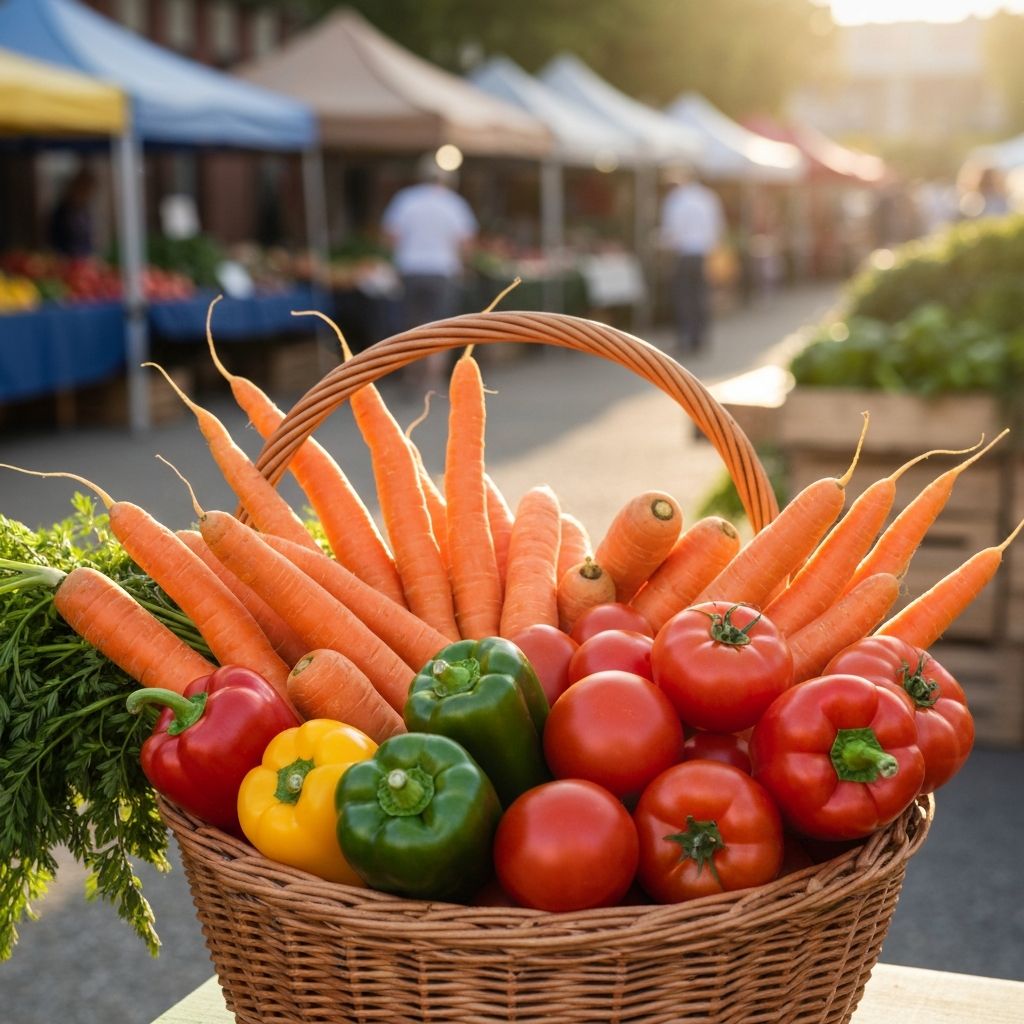 Gemüsekorb im Sonnenlicht